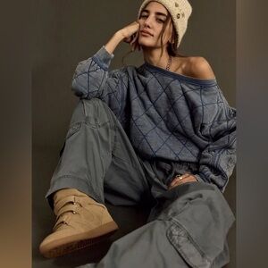 NWT 🏷️ Free People x We The Free Mirage Oversized Quilted Pullover in Siesta Sea